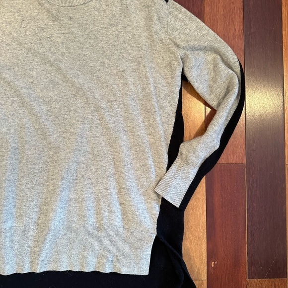J. Crew | Women’s black and grey color block wool crewneck sweater size med - Picture 3 of 5